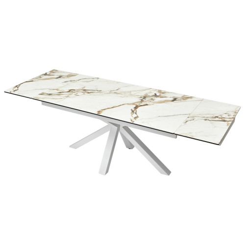 Стол ALTO 160 KL-188 Контрастный мрамор матовый, итальянская керамика/ белый каркас М-City