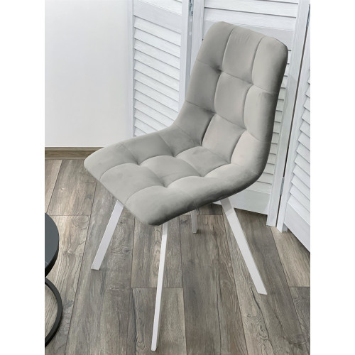 Стул CHILLI-Q SQUARE светло-серый #26, велюр / белый каркас М-City