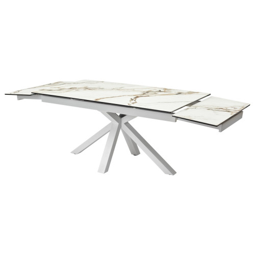 Стол ALTO 160 KL-188 Контрастный мрамор матовый, итальянская керамика/ белый каркас М-City