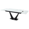 Стол Ниагара 140 Белый мрамор, стекло / черный каркас М-City