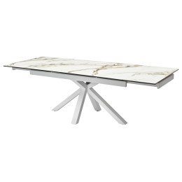 Стол ALTO 160 KL-188 Контрастный мрамор матовый, итальянская керамика/ белый каркас М-City