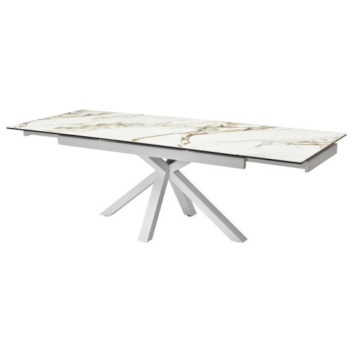 Стол ALTO 160 KL-188 Контрастный мрамор матовый, итальянская керамика/ белый каркас М-City