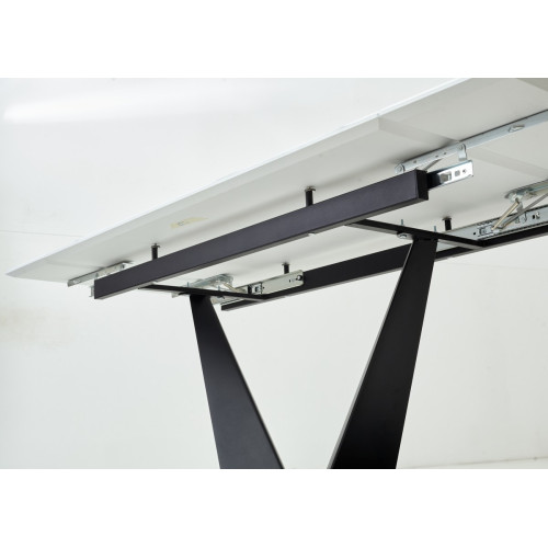 Стол Ниагара 140 Белый мрамор, стекло / черный каркас М-City