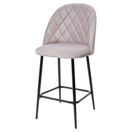 Полубарный стул НИРВАНА, цвет светло-серый B-24, велюр / черный каркас H=63cm М-City