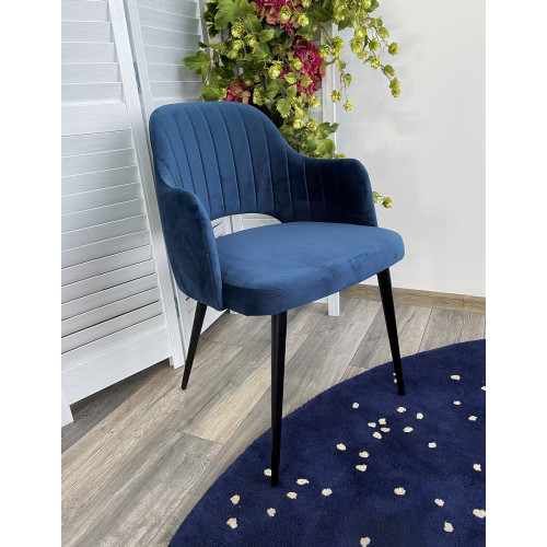Стул FANTINE-LA СИНИЙ #29, велюр / черный каркас М-City