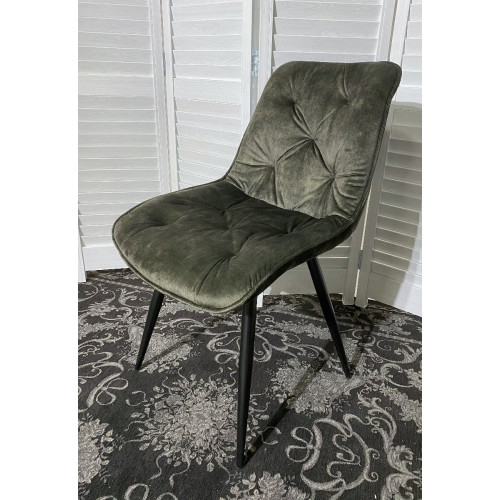 Стул MONACO 912-04 серо-зеленый, велюр/черный каркас M-City