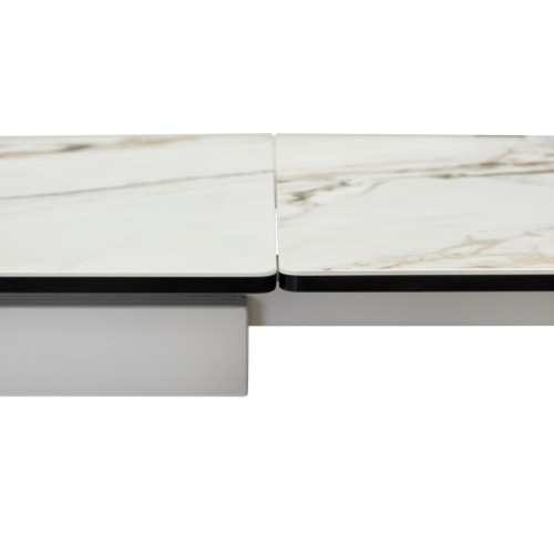 Стол ALTO 160 KL-188 Контрастный мрамор матовый, итальянская керамика/ белый каркас М-City