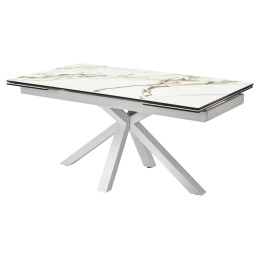 Стол ALTO 160 KL-188 Контрастный мрамор матовый, итальянская керамика/ белый каркас М-City