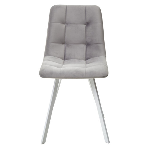 Стул CHILLI-Q SQUARE светло-серый #26, велюр / белый каркас М-City