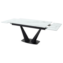 Стол Ниагара 160 БЕЛЫЙ МРАМОР, стекло / ЧЕРНЫЙ, М-City