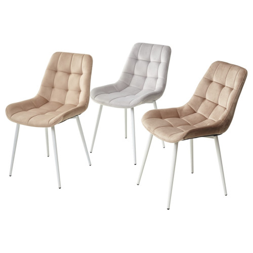 Стул ХОФМАН, цвет капучино #H65, велюр / белый каркас 4 шт./1 к М-City