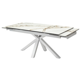 Стол ALTO 160 KL-188 Контрастный мрамор матовый, итальянская керамика/ белый каркас М-City