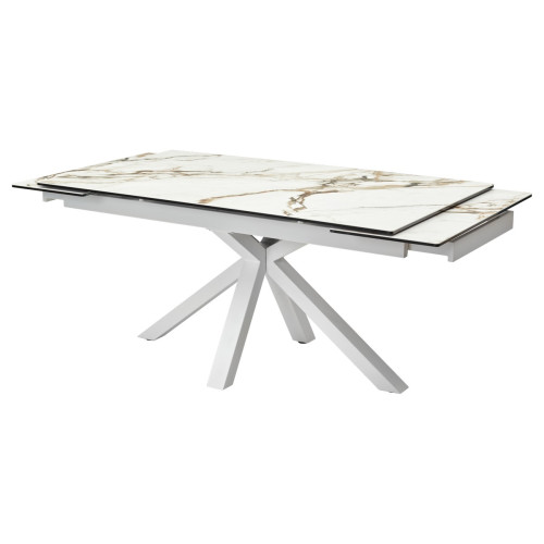 Стол ALTO 160 KL-188 Контрастный мрамор матовый, итальянская керамика/ белый каркас М-City
