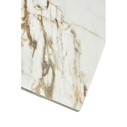 Стол ALTO 160 KL-188 Контрастный мрамор матовый, итальянская керамика/ белый каркас М-City