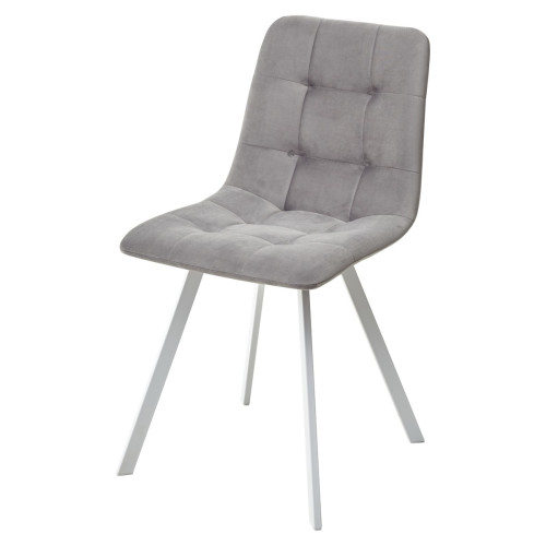 Стул CHILLI-Q SQUARE светло-серый #26, велюр / белый каркас М-City