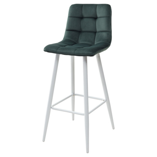 Барный стул LECCO UF910-14 DARK GREEN, велюр/белый каркас М-City