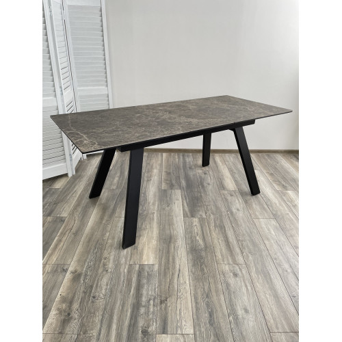 Стол Морис 140 Коричневый мрамор матовый, керамика / черный каркас М-City