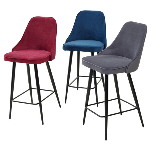 Полубарный стул NEPAL-PB СЕРЫЙ #27, велюр/ черный каркас (H=68cm) М-City