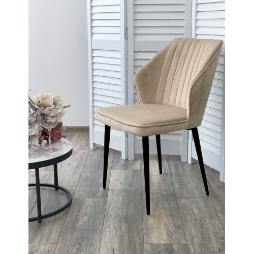 Стул SEATTLE-V БЕЖЕВЫЙ #5, велюр / черный каркас М-City