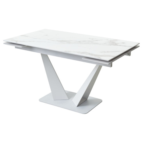Стол Ниагара 140 БЕЛЫЙ МРАМОР, стекло / БЕЛЫЙ, М-City