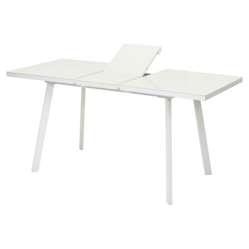 Стол ФИН 120 Латте, стекло/ Белый каркас М-City