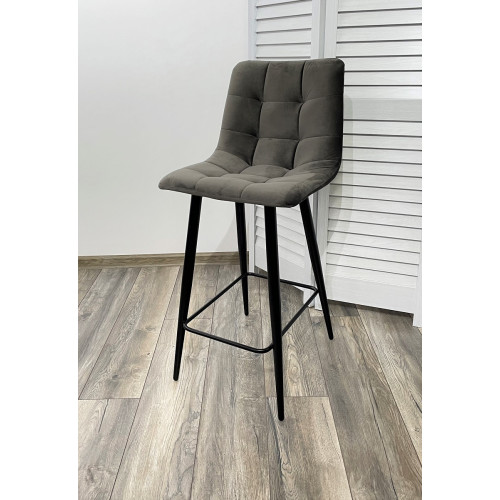 Полубарный стул CHILLI-QB графит #14, велюр / черный каркас (H=66cm) М-City