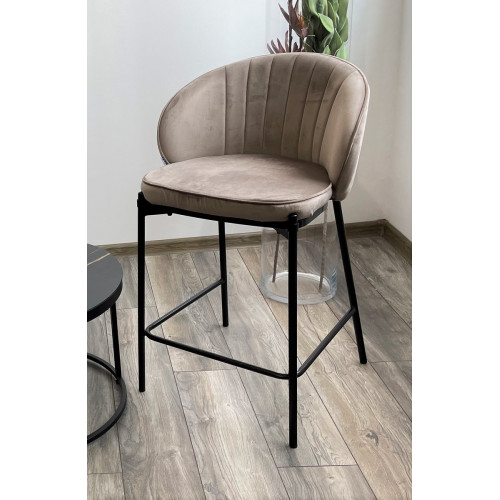 Полубарный стул WENDY BLUVEL-40 BEIGE (H=65), велюр М-City