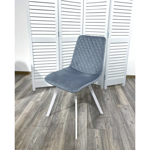 Стул DAIQUIRI BLUVEL-06 BLUE / белый каркас, велюр М-City