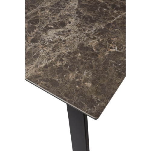 Стол Морис 140 Коричневый мрамор матовый, керамика / черный каркас М-City
