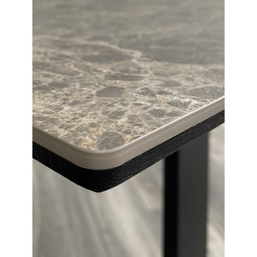 Стол Морис 140 Коричневый мрамор матовый, керамика / черный каркас М-City