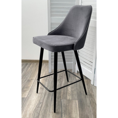 Полубарный стул NEPAL-PB СЕРЫЙ #27, велюр/ черный каркас (H=68cm) М-City