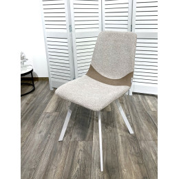 Стул ELLEN WZ2042-02 светло-бежевый фактурный велюр/ RU-09 серо-бежевый/ белый каркас М-City