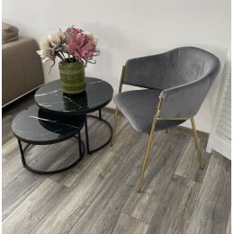 Стул DILL BLUVEL-14 GREY, велюр/ золотой каркас, М-City