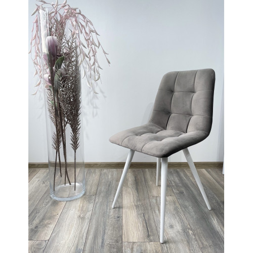 Стул CHILLI-Q светло-серый #26, велюр / белый каркас М-City