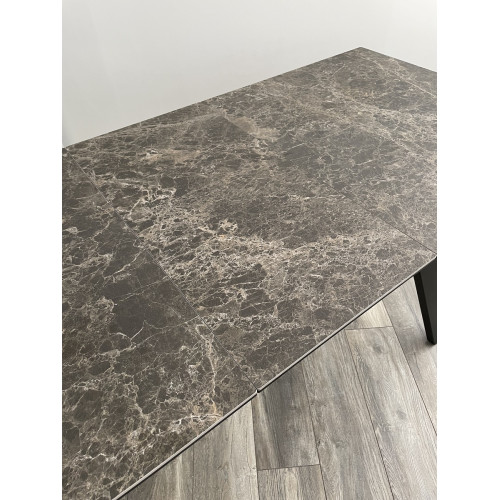 Стол Морис 140 Коричневый мрамор матовый, керамика / черный каркас М-City