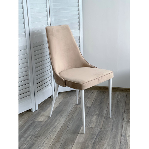 Стул NEPAL-P БЕЖЕВЫЙ #5, велюр/ белый каркас М-City