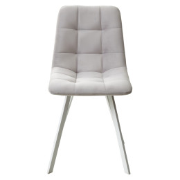 Стул CHILLI-Q SQUARE светло-серый #H09, велюр / белый каркас М-City