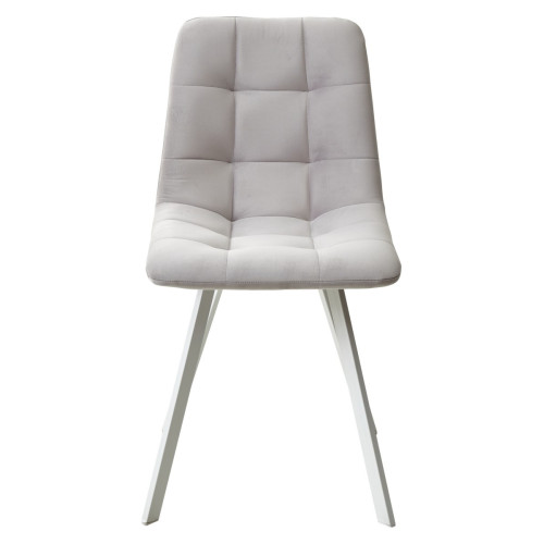 Стул CHILLI-Q SQUARE светло-серый #H09, велюр / белый каркас М-City