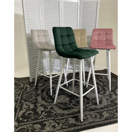 Барный стул LECCO UF910-14 DARK GREEN, велюр/белый каркас М-City