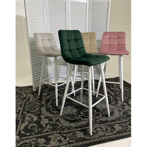 Барный стул LECCO UF910-14 DARK GREEN, велюр/белый каркас М-City