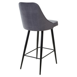 Полубарный стул NEPAL-PB СЕРЫЙ #27, велюр/ черный каркас (H=68cm) М-City
