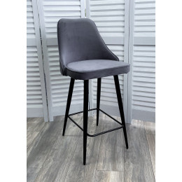 Полубарный стул NEPAL-PB СЕРЫЙ #27, велюр/ черный каркас (H=68cm) М-City
