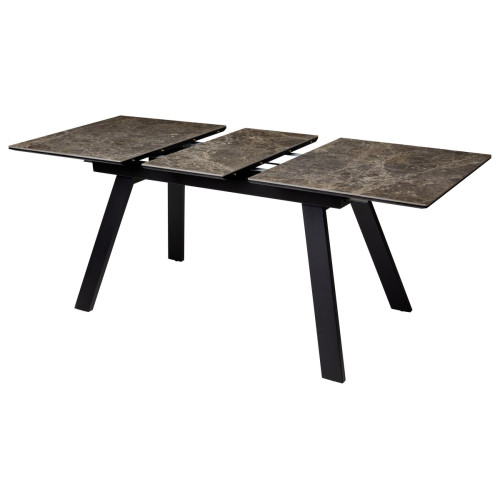 Стол Морис 140 Коричневый мрамор матовый, керамика / черный каркас М-City