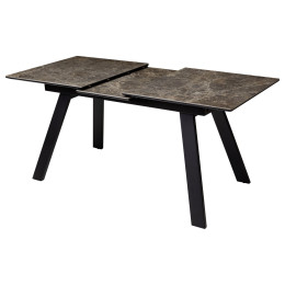 Стол Морис 140 Коричневый мрамор матовый, керамика / черный каркас М-City