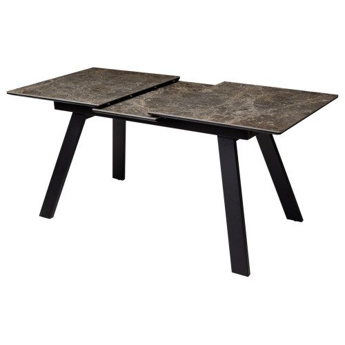 Стол Морис 140 Коричневый мрамор матовый, керамика / черный каркас М-City