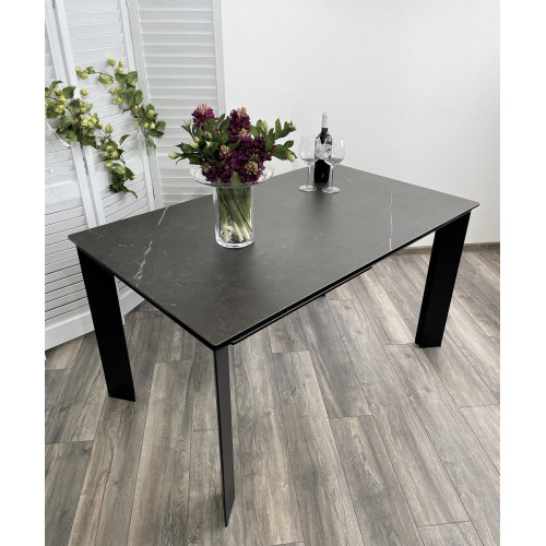 Стол CREMONA 140 KL-135 Темно-серый мрамор матовый / черный каркас М-City