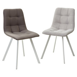 Стул CHILLI-Q SQUARE светло-серый #H09, велюр / белый каркас М-City