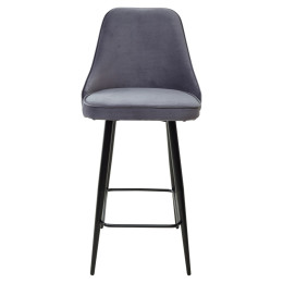 Полубарный стул NEPAL-PB СЕРЫЙ #27, велюр/ черный каркас (H=68cm) М-City