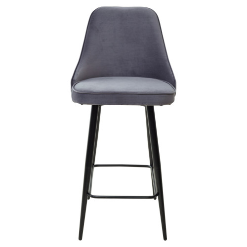 Полубарный стул NEPAL-PB СЕРЫЙ #27, велюр/ черный каркас (H=68cm) М-City