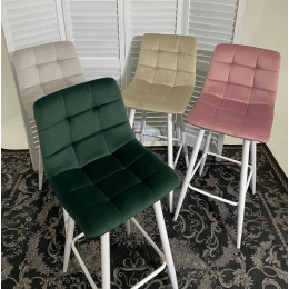 Барный стул LECCO UF910-14 DARK GREEN, велюр/белый каркас М-City